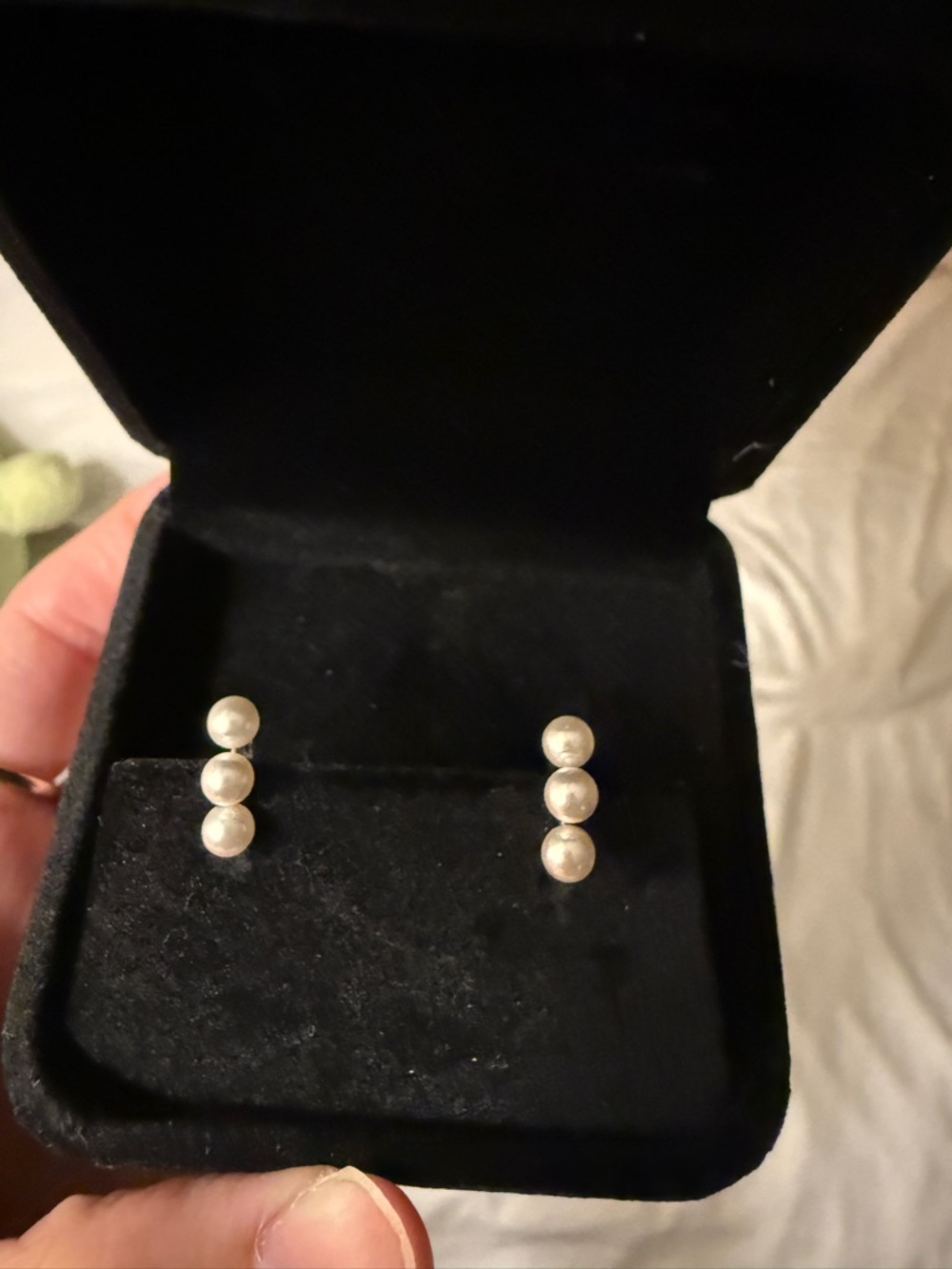 Silver 925 water Pearl Drop Stud Earrings